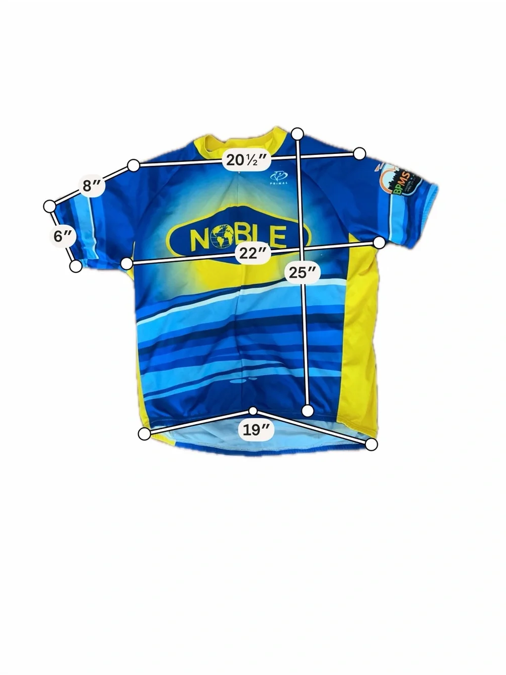 Primal Noble Cycling Jersey Blue Yellow Short Sleeve L